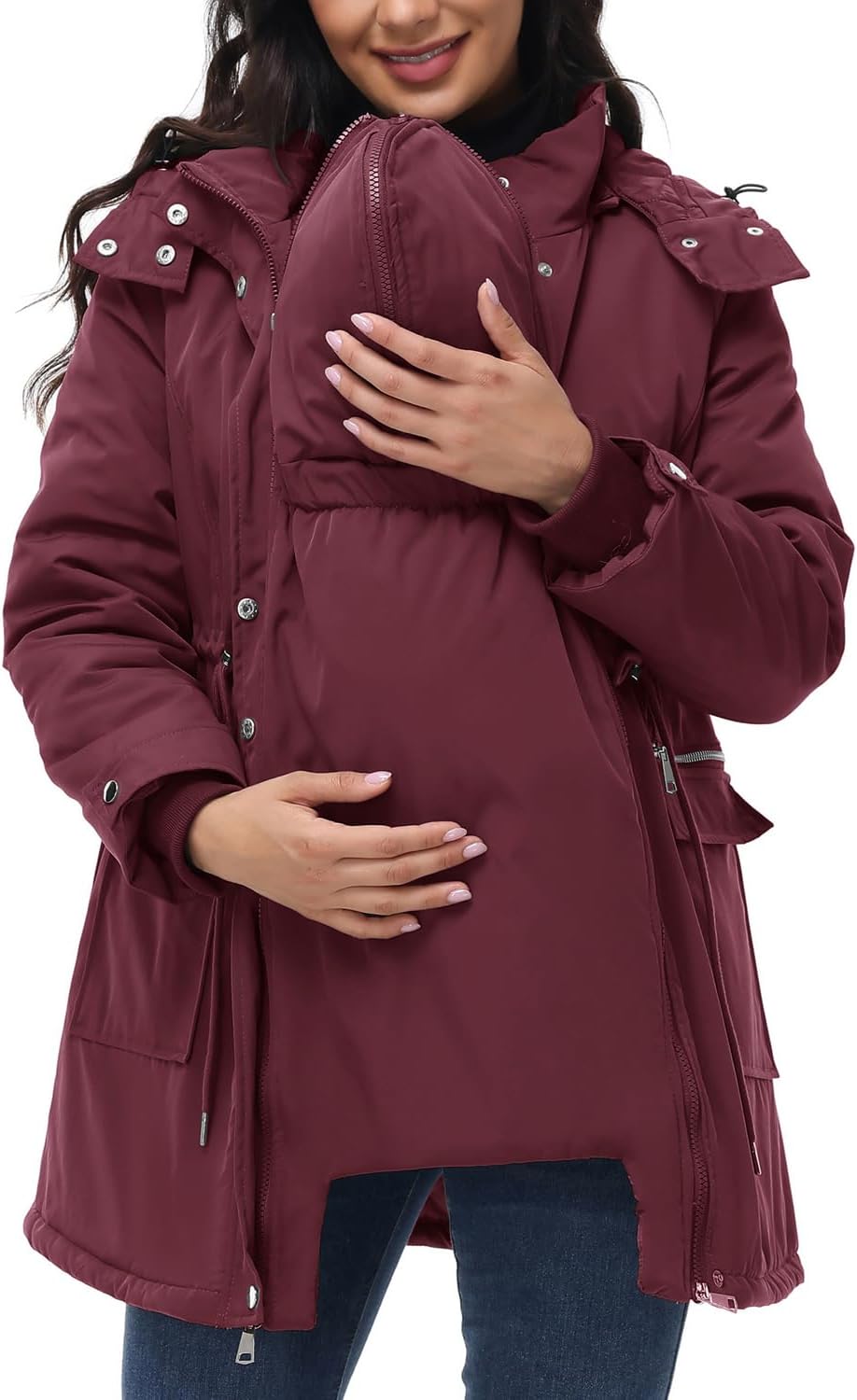 Maternity Quilted Parka with Expandable Panels