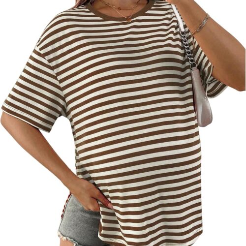 Maternity Striped Round Neck Short Sleeve Top