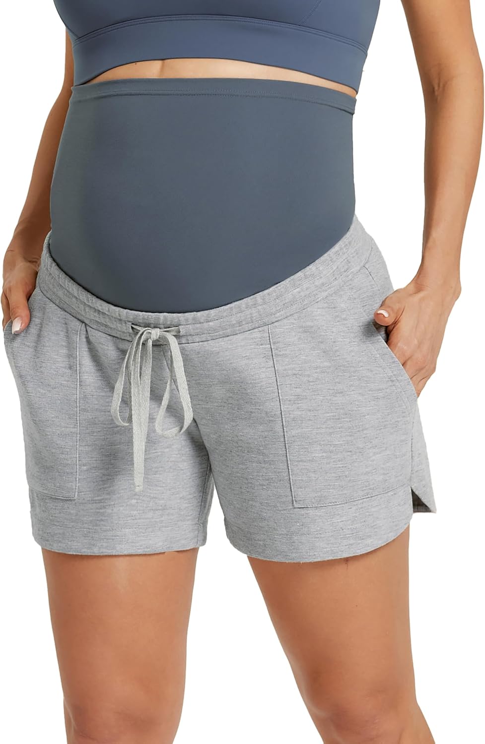 Maternity Sweater Shorts with High-Rise Waistband