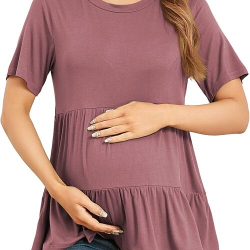Maternity Flowy Ruffle Tiered Short Sleeve Top
