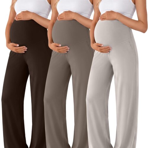 Maternity Wide Leg Yoga Sweatpants with Pockets