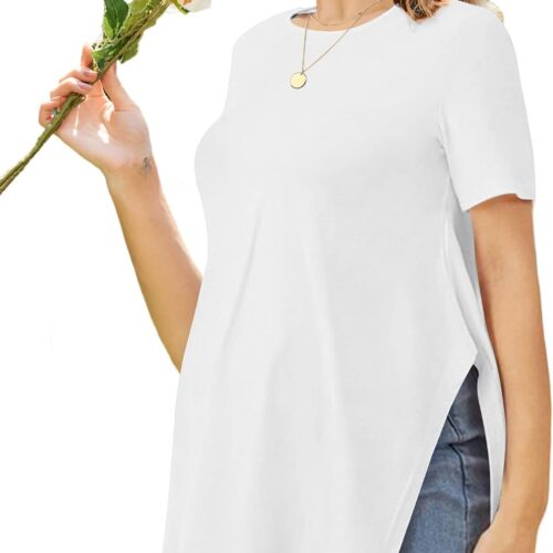 Maternity Side Split Crew Neck Short Sleeve Top