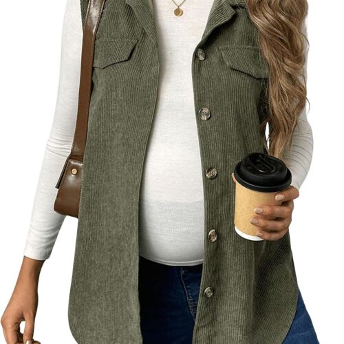 Maternity Sleeveless Button-Front Vest