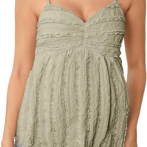 Maternity Sleeveless Ruffle Peplum Spaghetti Strap Top