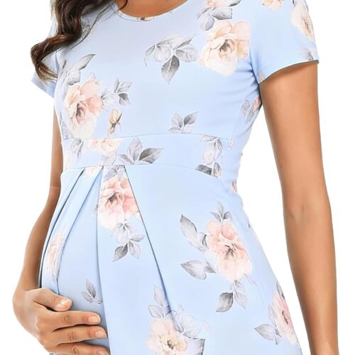 Maternity Pleated Empire Waist Short Sleeve Top