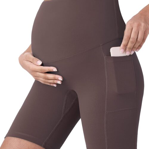 Maternity High-Waist Yoga Shorts with Pockets